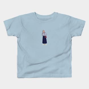 minimalist flat hijab woman design Kids T-Shirt